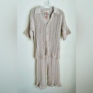 NWT Boho Summer Crochet Set Cardigan & Pants